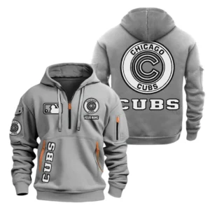 Lightweight Sports Hoodie Half Zipper, Unique Logo Print MLB210 - Grey