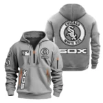 Athletic Half-Zip Hoodie, Team-Style Logo Print Hoodie Gift For Football Fans MLB210 - Grey