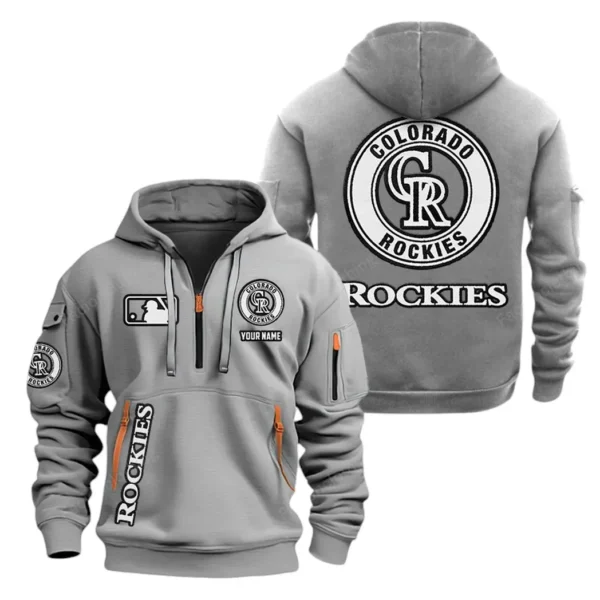 Urban Streetwear Hoodie, Half-Zip with Exclusive Logo MLB210 - Grey