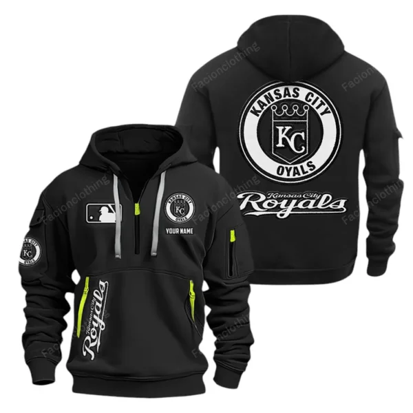Urban Streetwear Hoodie, Half-Zip with Exclusive Logo MLB210 - Black