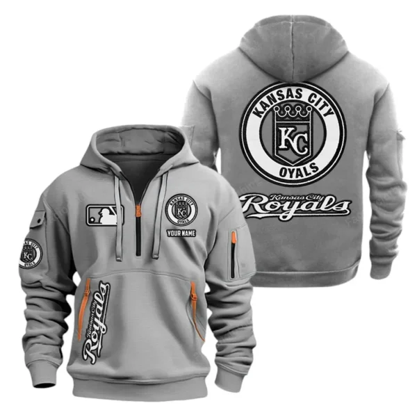 Everyday Hoodie Half Zipper, Athletic-Inspired Logo MLB210 - Grey