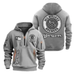 Athletic Half-Zip Hoodie, Team-Style Logo Print Hoodie Gift For Football Fans MLB210 - Grey