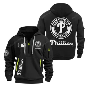 Everyday Hoodie Half Zipper, Athletic-Inspired Logo MLB210 - Black