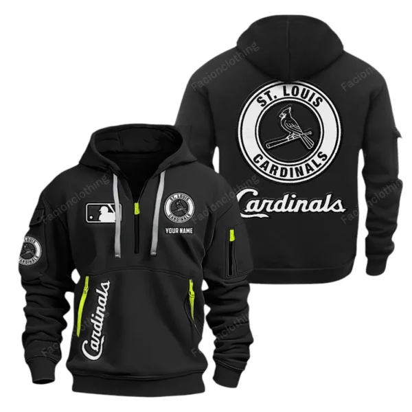 Everyday Hoodie Half Zipper, Athletic-Inspired Logo MLB210 - Black