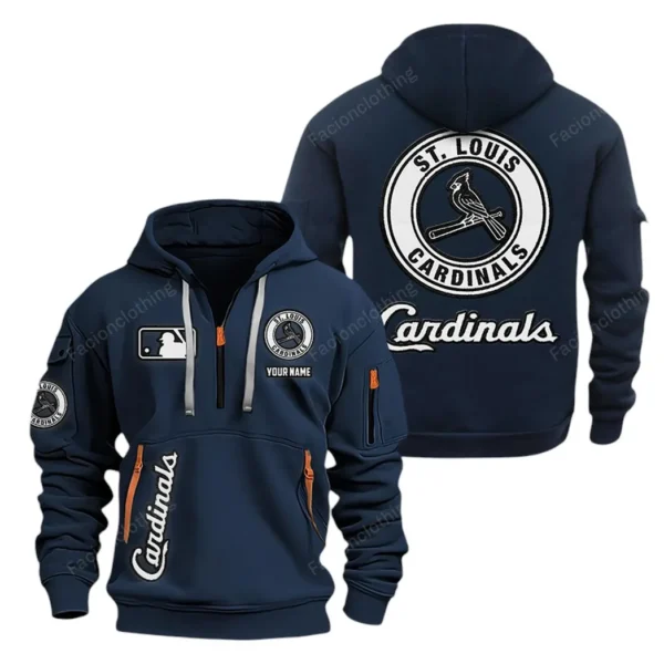 Outdoor Half-Zip Hoodie, Team Spirit Logo Design MLB210 - Navy
