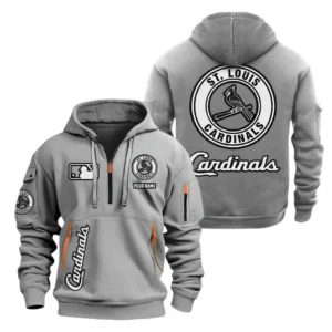 Lightweight Sports Hoodie Half Zipper, Unique Logo Print MLB210 - Grey