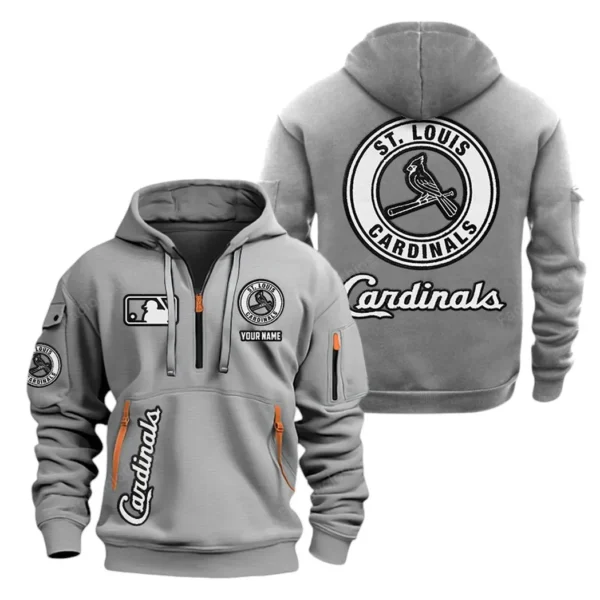 Lightweight Sports Hoodie Half Zipper, Unique Logo Print MLB210 - Grey