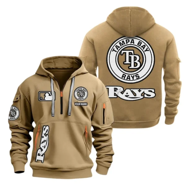 Casual Sports Hoodie Half Zipper, Modern Logo Detail Printing MLB210 - Khaki