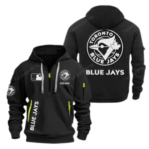 Lightweight Sports Hoodie Half Zipper, Unique Logo Print MLB210 - Black