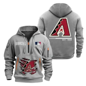 Fan Gift Hoodie Half Zipper, Sports-Inspired Logo Design MLB240 - Grey