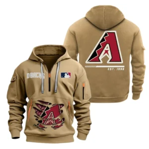 Athletic Half-Zip Hoodie, Team-Style Logo Print Hoodie Gift For Football Fans MLB240 - Khaki