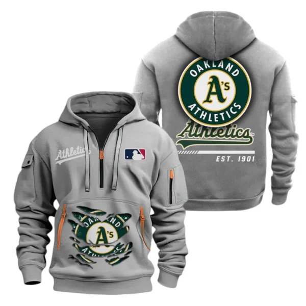 Performance Hoodie Half Zipper, Fan Edition Logo MLB240 - Grey