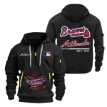 Outdoor Half-Zip Hoodie, Team Spirit Logo Design MLB240 - Black