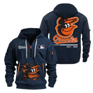 Athletic Half-Zip Hoodie, Team-Style Logo Print Hoodie Gift For Football Fans MLB240 - Navy