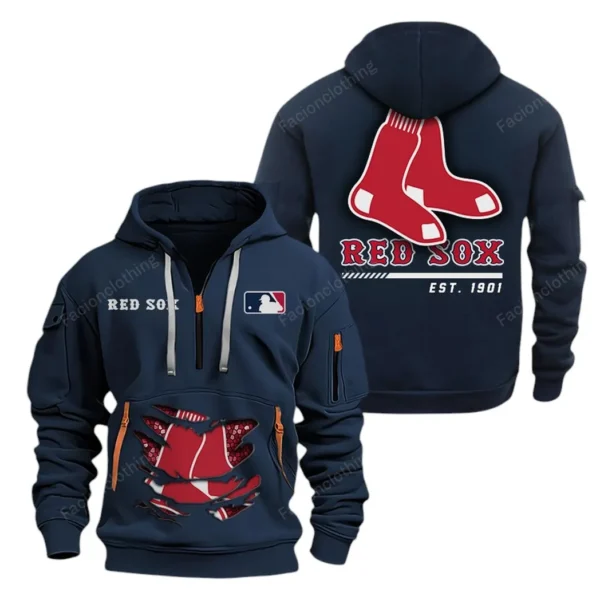 Everyday Hoodie Half Zipper, Athletic-Inspired Logo MLB240 - Navy