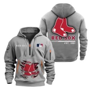 Outdoor Half-Zip Hoodie, Team Spirit Logo Design MLB240 - Grey
