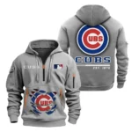 Fan Gift Hoodie Half Zipper, Sports-Inspired Logo Design MLB240 - Grey