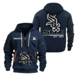 Urban Streetwear Hoodie, Half-Zip with Exclusive Logo MLB240 - Navy