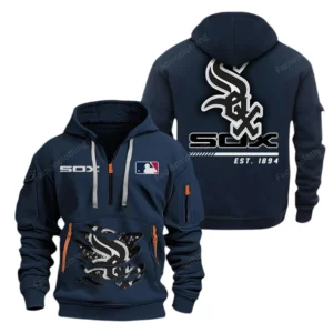 Urban Streetwear Hoodie, Half-Zip with Exclusive Logo MLB240 - Navy