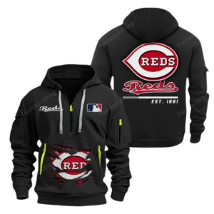 Outdoor Half-Zip Hoodie, Team Spirit Logo Design MLB240 - Black