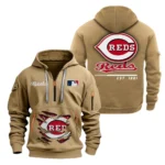 Training Hoodie Half Zipper, Fan-Friendly Logo Design MLB240 - Khaki