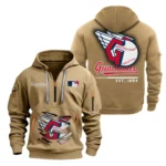Urban Streetwear Hoodie, Half-Zip with Exclusive Logo MLB240 - Khaki