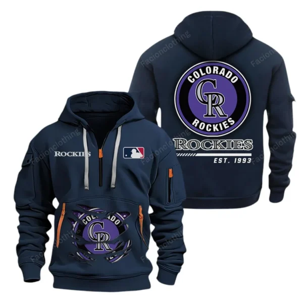 Everyday Hoodie Half Zipper, Athletic-Inspired Logo MLB240 - Navy