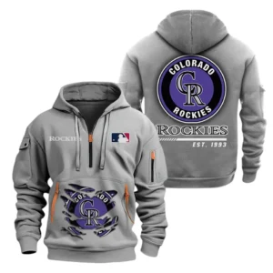 Outdoor Half-Zip Hoodie, Team Spirit Logo Design MLB240 - Grey