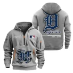 Fan Gift Hoodie Half Zipper, Sports-Inspired Logo Design MLB240 - Grey