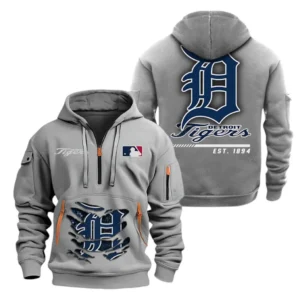 Fan Gift Hoodie Half Zipper, Sports-Inspired Logo Design MLB240 - Grey