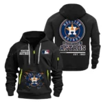 Casual Sports Hoodie Half Zipper, Modern Logo Detail Printing MLB240 - Black
