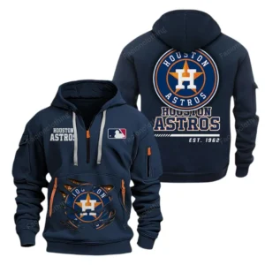 Urban Streetwear Hoodie, Half-Zip with Exclusive Logo MLB240 - Navy