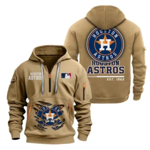 Everyday Hoodie Half Zipper, Athletic-Inspired Logo MLB240 - Khaki