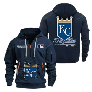 Lightweight Sports Hoodie Half Zipper, Unique Logo Print MLB240 - Navy