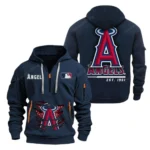Athletic Half-Zip Hoodie, Team-Style Logo Print Hoodie Gift For Football Fans MLB240 - Navy