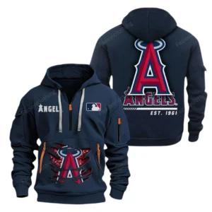 Athletic Half-Zip Hoodie, Team-Style Logo Print Hoodie Gift For Football Fans MLB240 - Navy