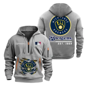 Performance Hoodie Half Zipper, Fan Edition Logo MLB240 - Grey