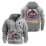 Casual Sports Hoodie Half Zipper, Modern Logo Detail Printing MLB240 - Grey