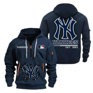 Everyday Hoodie Half Zipper, Athletic-Inspired Logo MLB240 - Navy