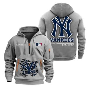 Outdoor Half-Zip Hoodie, Team Spirit Logo Design MLB240 - Grey