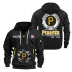 Casual Sports Hoodie Half Zipper, Modern Logo Detail Printing MLB240 - Black