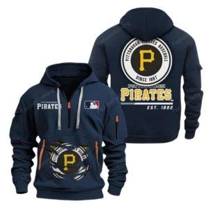 Urban Streetwear Hoodie, Half-Zip with Exclusive Logo MLB240 - Navy