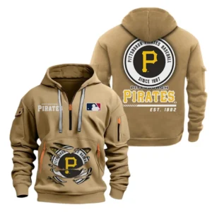 Everyday Hoodie Half Zipper, Athletic-Inspired Logo MLB240 - Khaki
