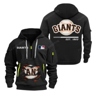 Fan Gift Hoodie Half Zipper, Sports-Inspired Logo Design MLB240 - Black