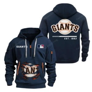 Athletic Half-Zip Hoodie, Team-Style Logo Print Hoodie Gift For Football Fans MLB240 - Navy