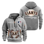 Casual Sports Hoodie Half Zipper, Modern Logo Detail Printing MLB240 - Grey