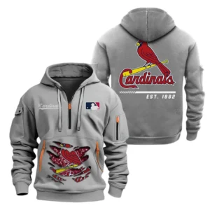 Fan Gift Hoodie Half Zipper, Sports-Inspired Logo Design MLB240 - Grey