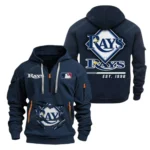 Urban Streetwear Hoodie, Half-Zip with Exclusive Logo MLB240 - Navy