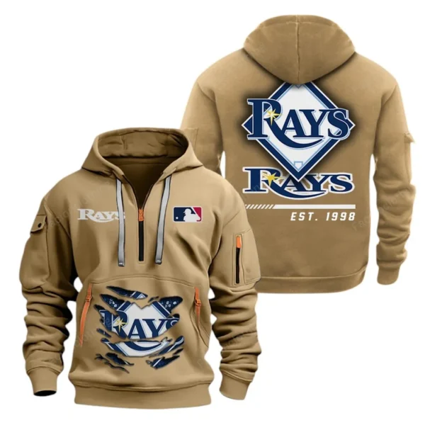 Everyday Hoodie Half Zipper, Athletic-Inspired Logo MLB240 - Khaki