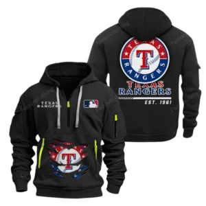 Outdoor Half-Zip Hoodie, Team Spirit Logo Design MLB240 - Black